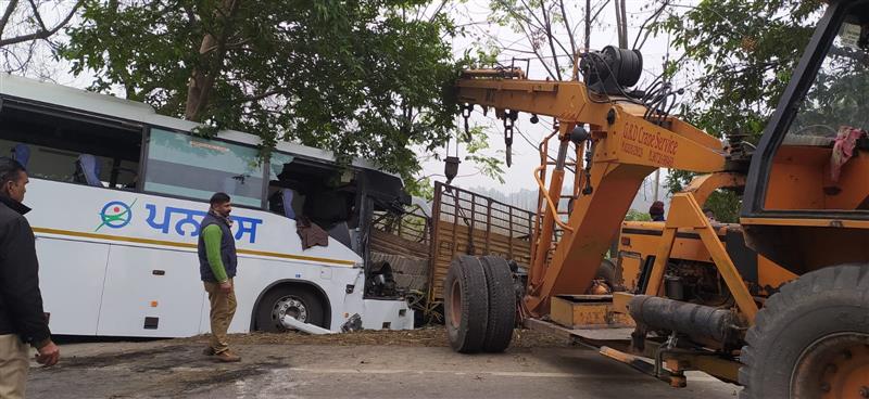 Driver, conductor die as bus rams into a stationary canter