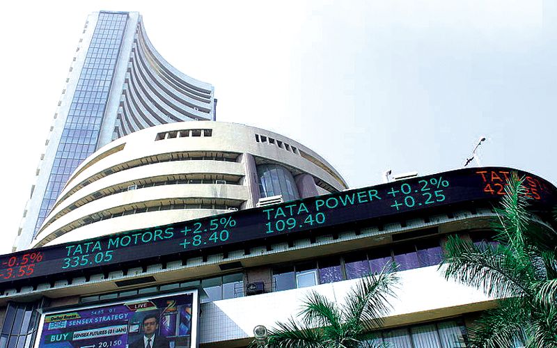 Sensex succumbs to late sell-off, ends 77 pts lower