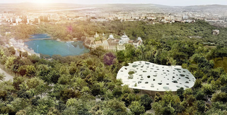 All-glass House of Music blooms in Budapest park