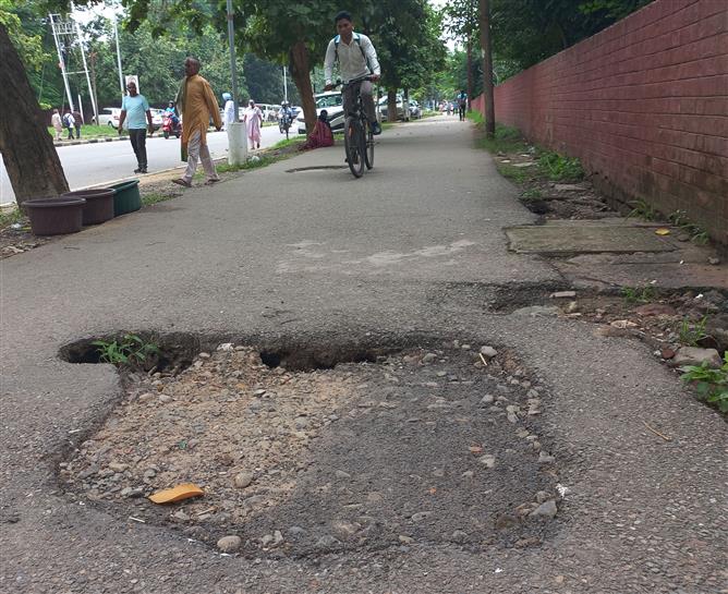 Battered by monsoon rain, Chandigarh cycle tracks lose traction