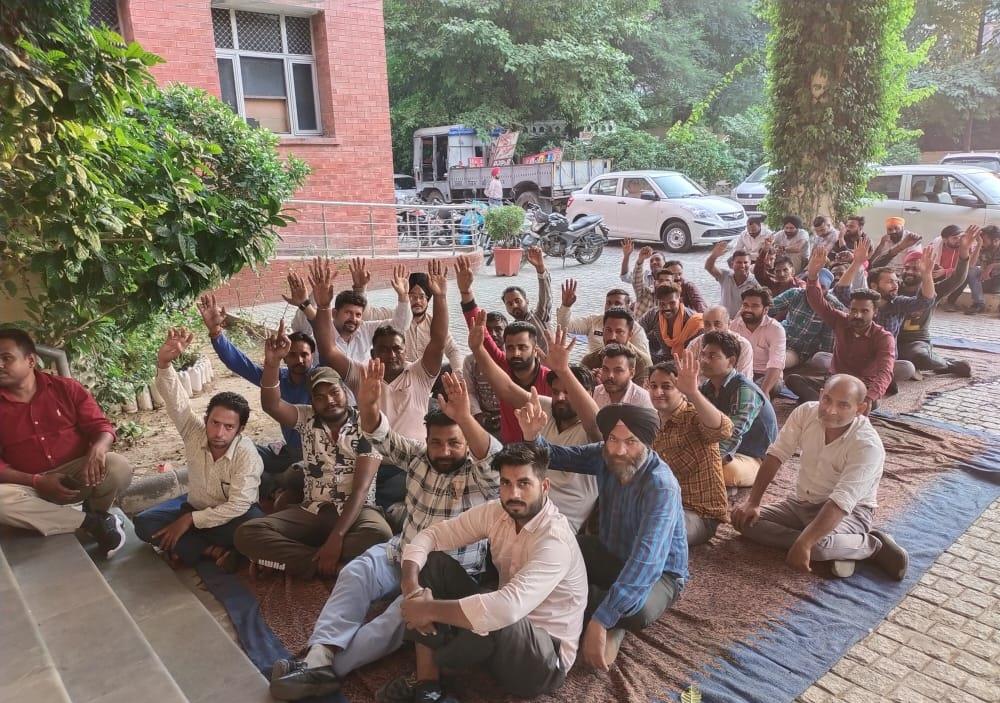 Sacked Amritsar MC staff protest against termination