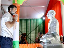 Convenient for those in power to appropriate Mahatma Gandhi's legacy but difficult to walk in his footsteps: Rahul