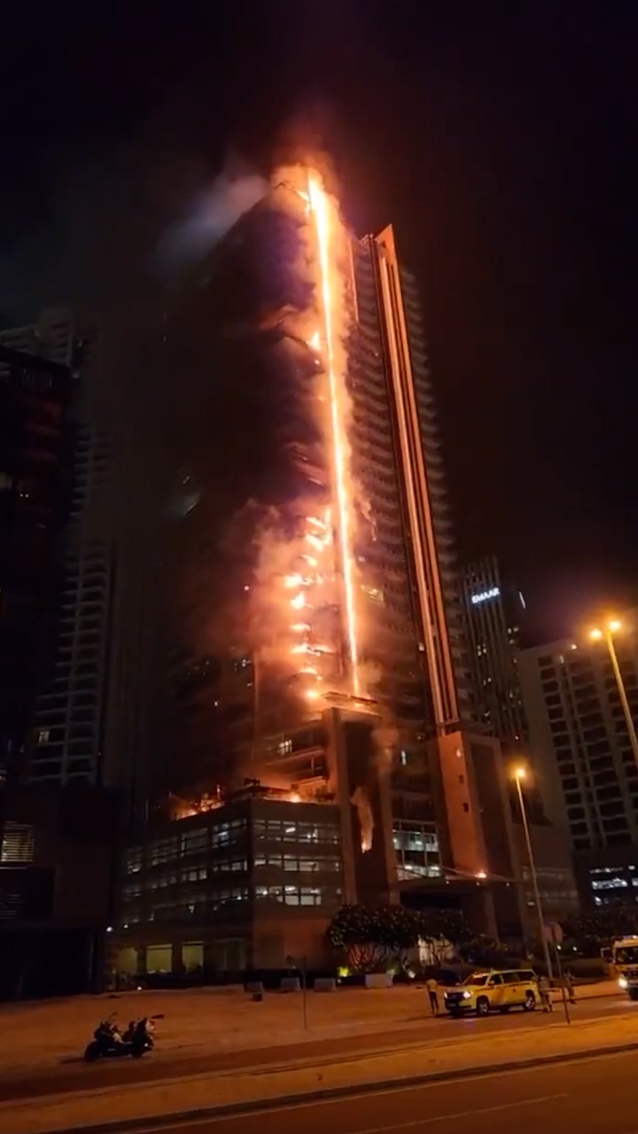 Dubai fire races up high-rise near world's tallest building Burj Khalifa