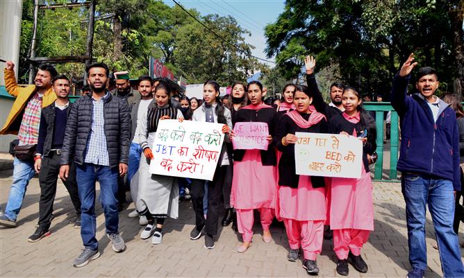 JBT students hold protest in Dharamsala
