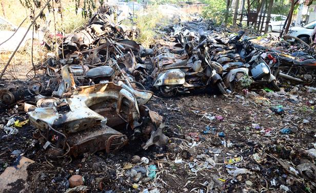 25 two-wheelers impounded by Police Division 8 destroyed in fire