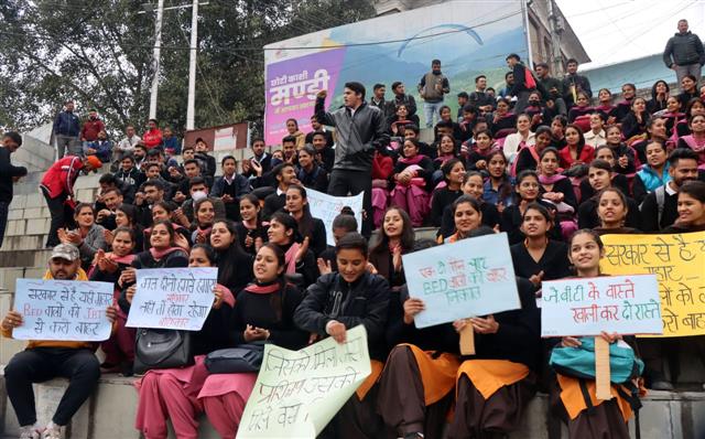 Mandi: Trainees protest order making BEd degree holders eligible for JBT posts