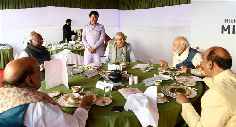 'Millets Only' lunch in Parliament: Vice President Dhankar, PM Modi, Cong chief Kharge break bread