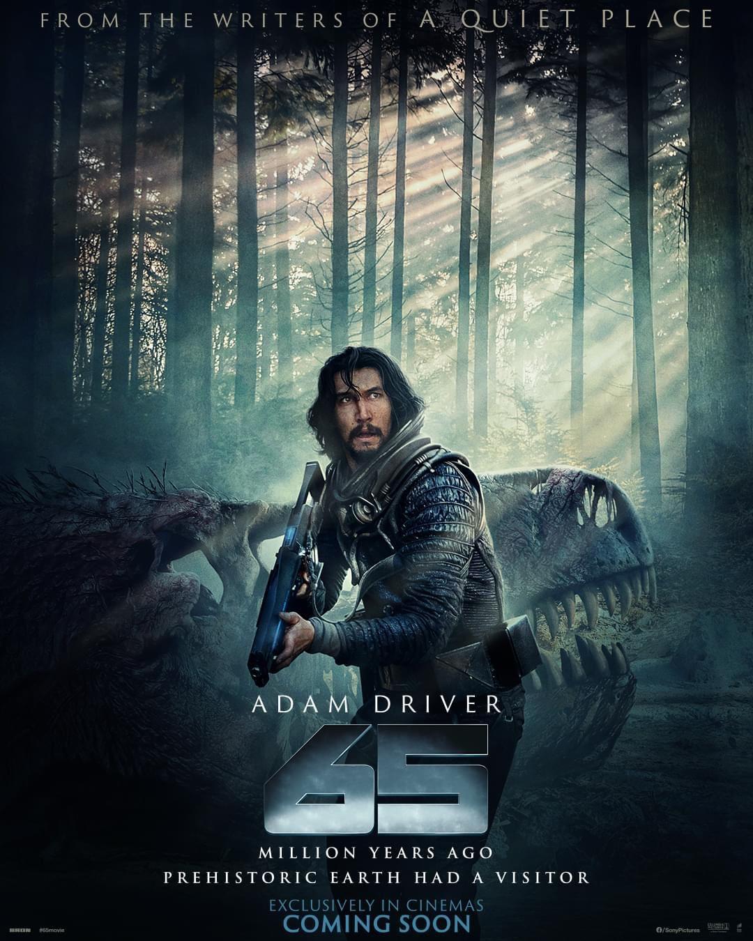 Adam Driver fights dinosaurs in prehistoric times in actionpacked
