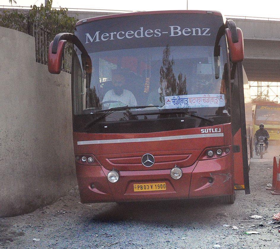 Brakes on Badal buses, can't enter Chandigarh