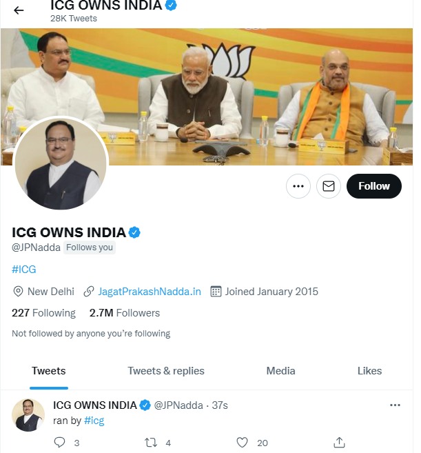 BJP president Nadda's Twitter account hacked; tweets on Ukraine crisis, crypto currency posted