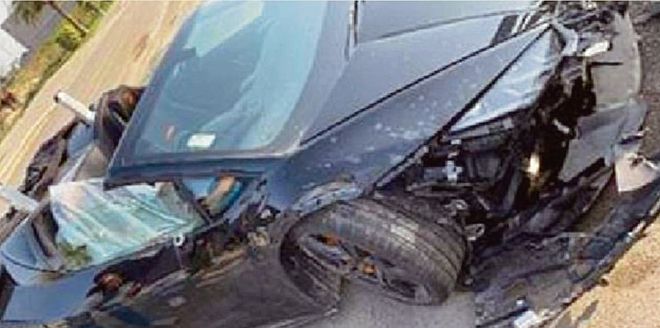 4-cr Lamborghini damaged in mishap