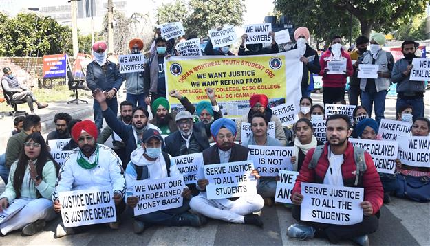 Students protest outside Canadian consulate, demand refund