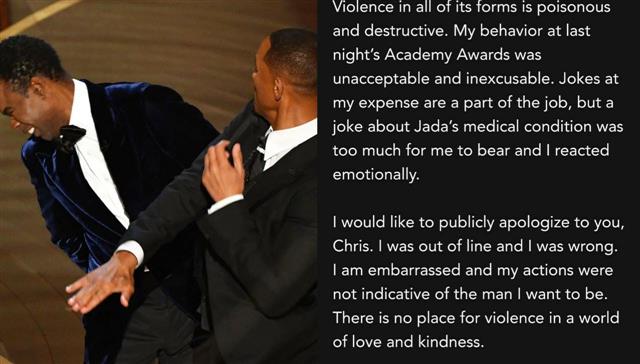 Will Smith apologises to Chris Rock for slap, academy weighs action