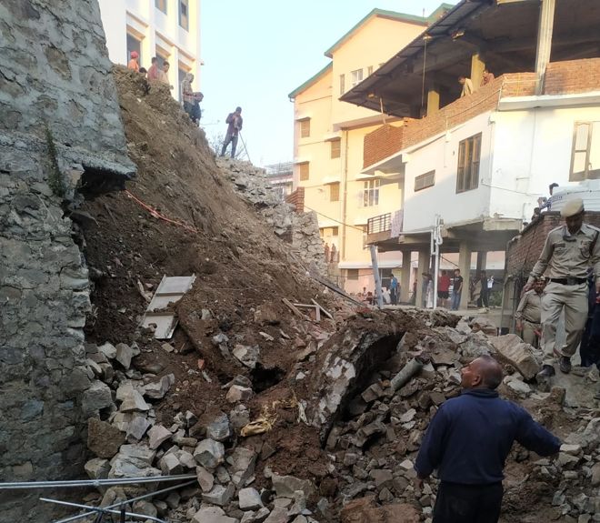 Solan school retention wall collapses
