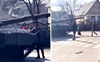 Brave Ukrainian man single-handedly stops Russian tank with bare hands; watch viral video