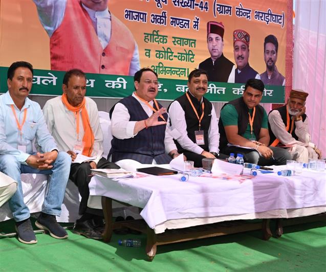 BJP chief JP Nadda interacts with booth-level activists at Arki
