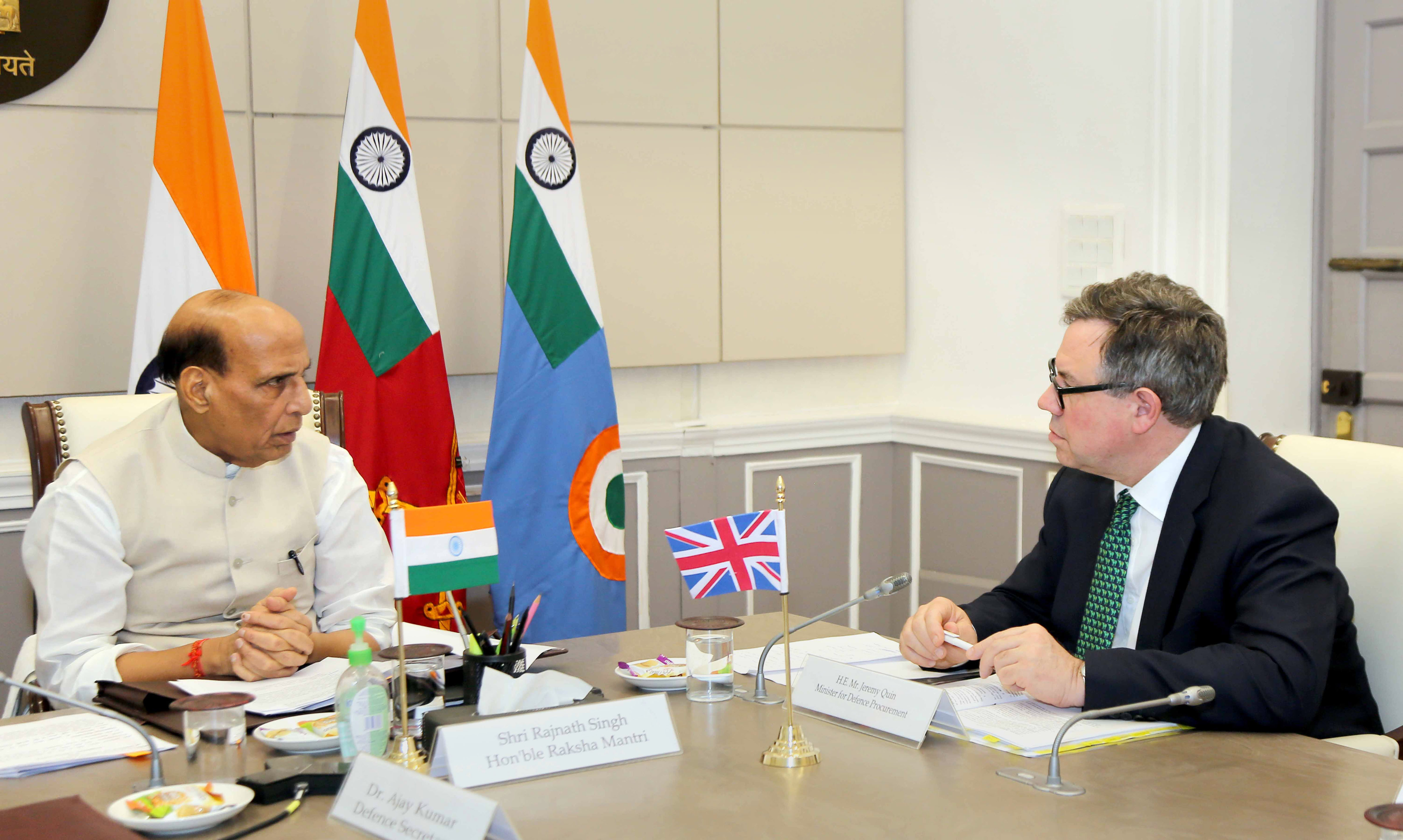 Rajnath Singh, UK minister discuss collaboration in shipbuilding