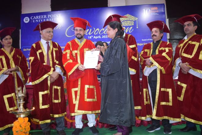 Anurag Thakur awards degrees to Kharwar's Career Point University students