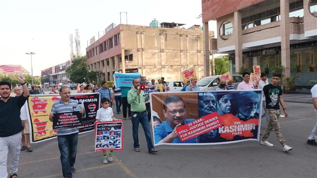 Kashmiri Pandits hold protest march in Panchkula