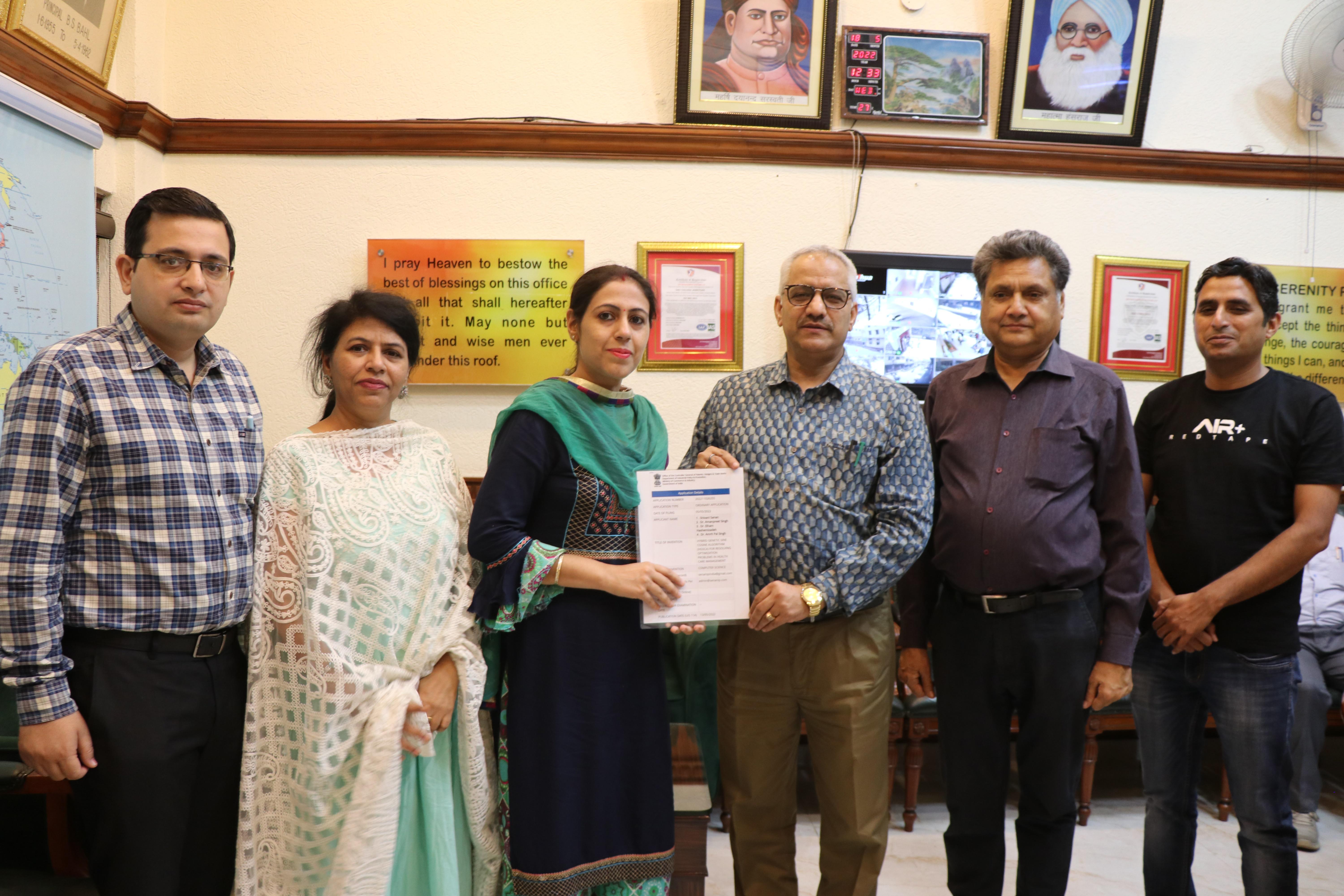 DAV College, Amritsar, faculty receives National patent