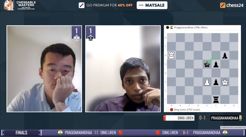 Praggnanandhaa loses to Ding Liren in tie-break at Chessable Masters final