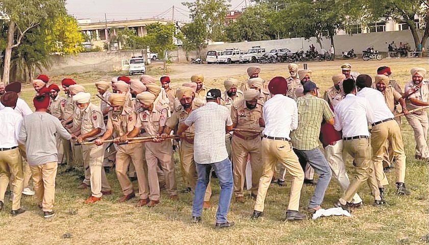 Riot control, crowd management training for policemen to deal with emergency situations