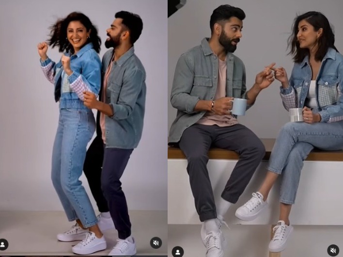 Anushka Sharma and Virat Kohli are dancing in joy, enjoying a special chat;  watch to find