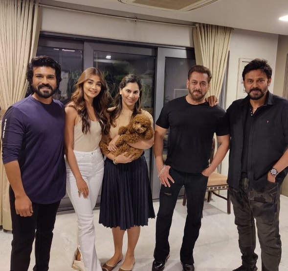 Salman Khan, along with Kabhi Eid Kabhi Diwali co-stars, visits RRR actor Ram Charan, wife Upasana