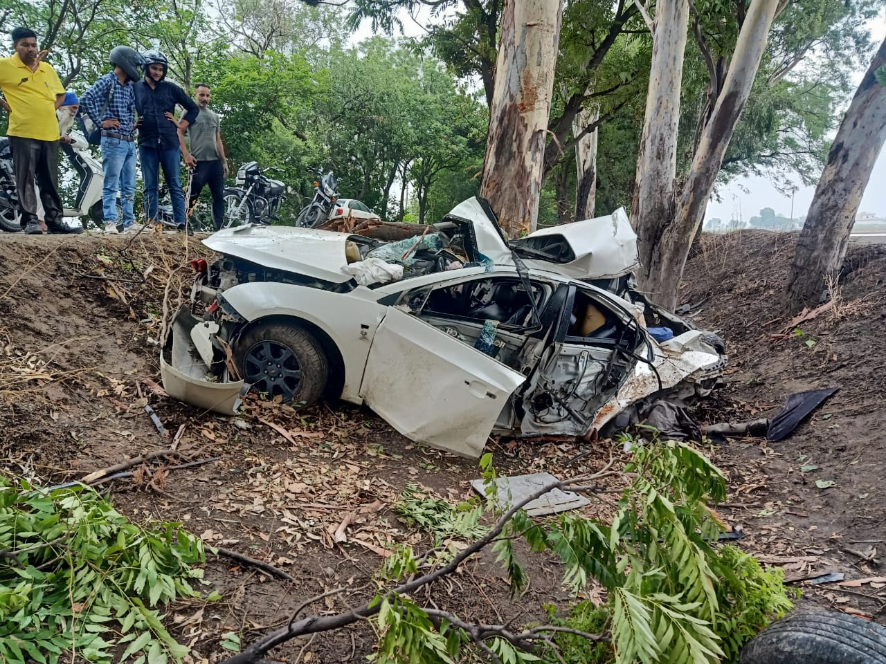 Miraculous escape for youth as car rams into trees near Majri village