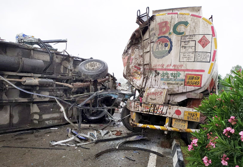 9 injured as bus rams into tanker on Patiala-Chandigarh highway