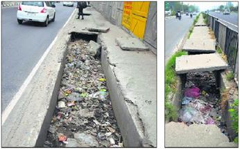 Filled with waste, storm water drains along National Highway crying for care
