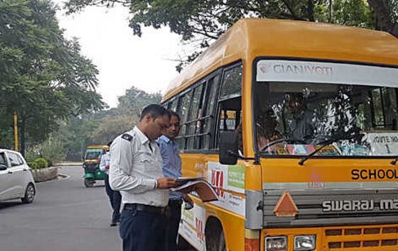 10 Mohali school buses found sans lady attendant, CCTVs, challaned