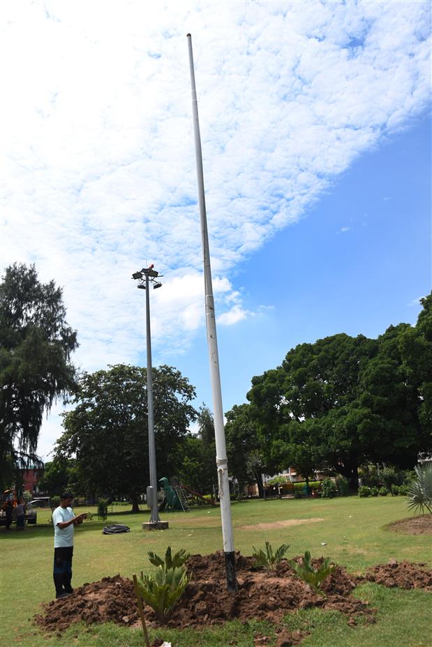 Blame game on as flagpole removed from Sector 21 park in Chandigarh