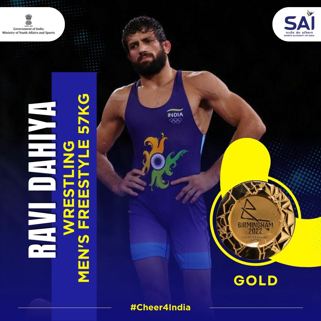 Indian wrestler Ravi Dahiya wins gold in 57kg category at Commonwealth Games