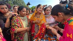 Punjab CM Bhagwant Mann’s wife Dr Gurpreet Kaur enjoys colourful Teej fair at Mohali