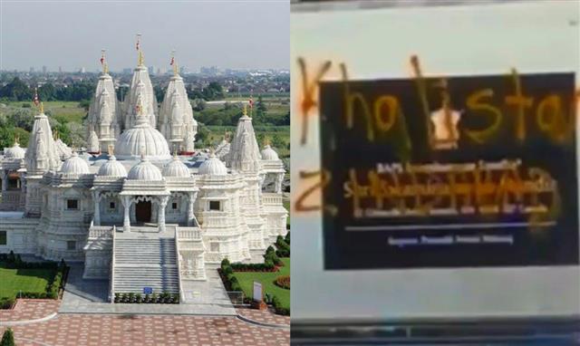 Video: Anti-India graffiti by Canadian Khalistani extremists on Swaminarayan temple in Toronto; India objects