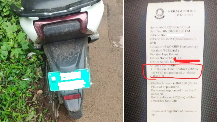 Electric scooter owner fined for no pollution certificate; challan pic goes viral