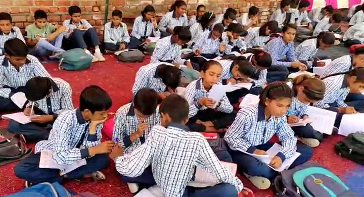 Hisar school students prepare for exams at dharna site as all teachers shifted from school