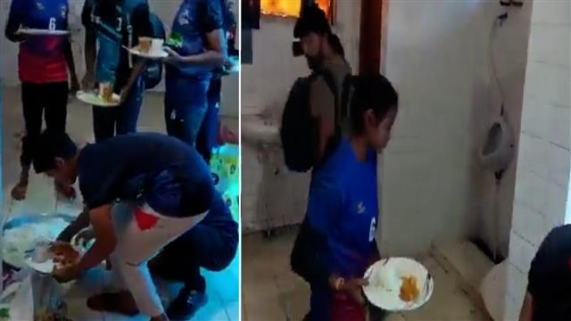 Video: Food served to kabaddi players in toilet; UP district sports officer suspended