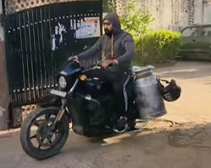‘When passion meets profession’: Man sells milk on swanky Harley-Davidson motorcycle dodging the typical vehicles, see viral video