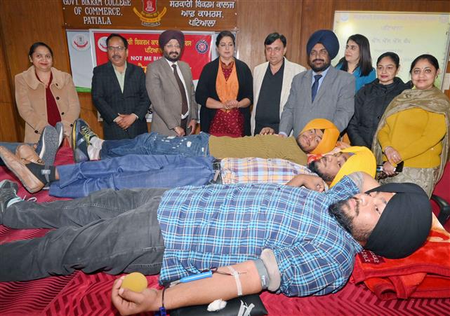 Blood donation camp held at Bikram college in Patiala