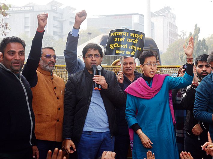 AAP protests in New Delhi over eviction notices