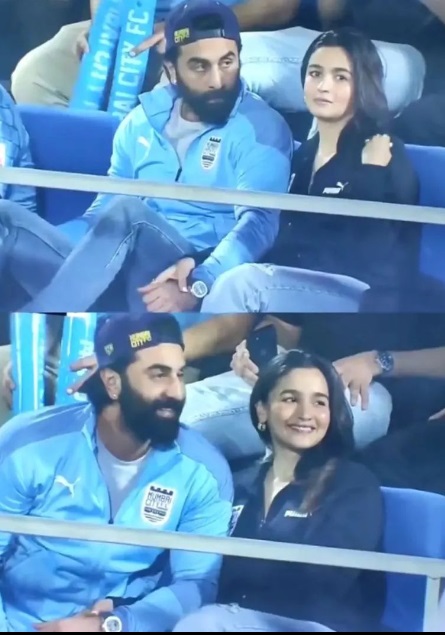 Hand-in-hand, Ranbir Kapoor-Alia Bhatt enjoy football match from stands