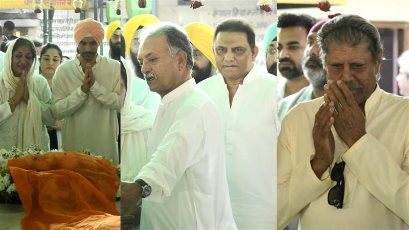 Bishan Singh Bedi funeral: Angad Bedi, Neha Dhupia in tears; Kapil Dev, Sharmila Tagore attend last rites