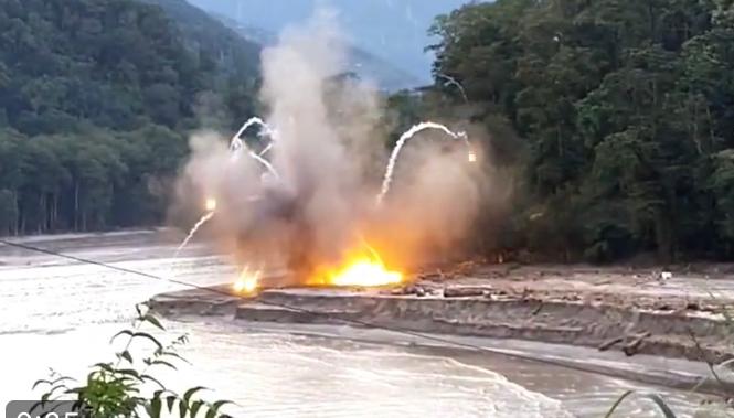 Watch: Blast caught on camera; Army ammunition swept away in Sikkim floodwaters explodes on Teesta river bank