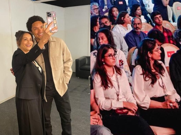 Madhuri Dixit shares fan moment with Trevor Noah; Raveena Tandon, Milind Soman, Mandira Bedi, other celebs attend his 'Off The Record' show in Mumbai