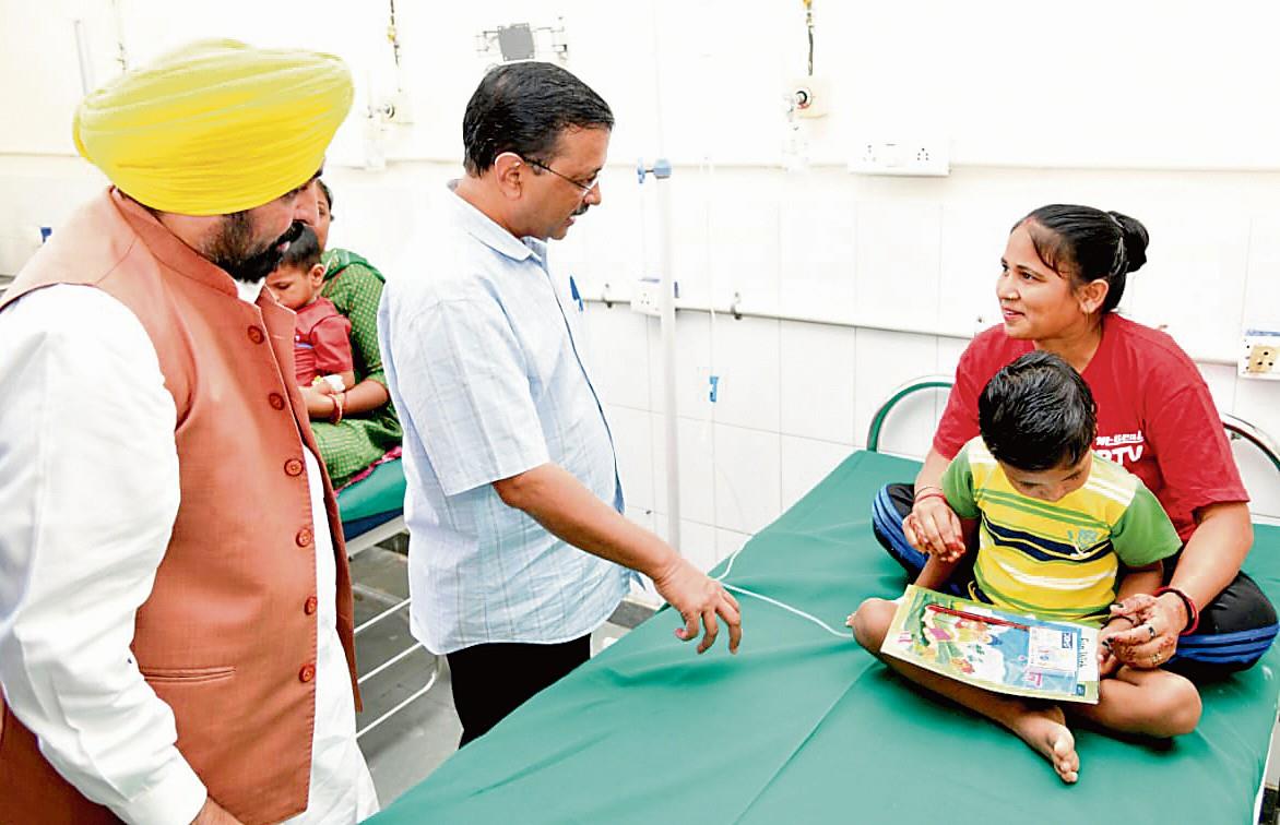 To boost health infra, Arvind Kejriwal, Bhagwant Mann launch Rs 550 cr Mission Sehatmand Punjab