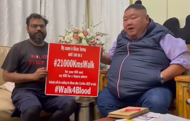 Social worker walks over 17,000 km to spread awareness on blood donation