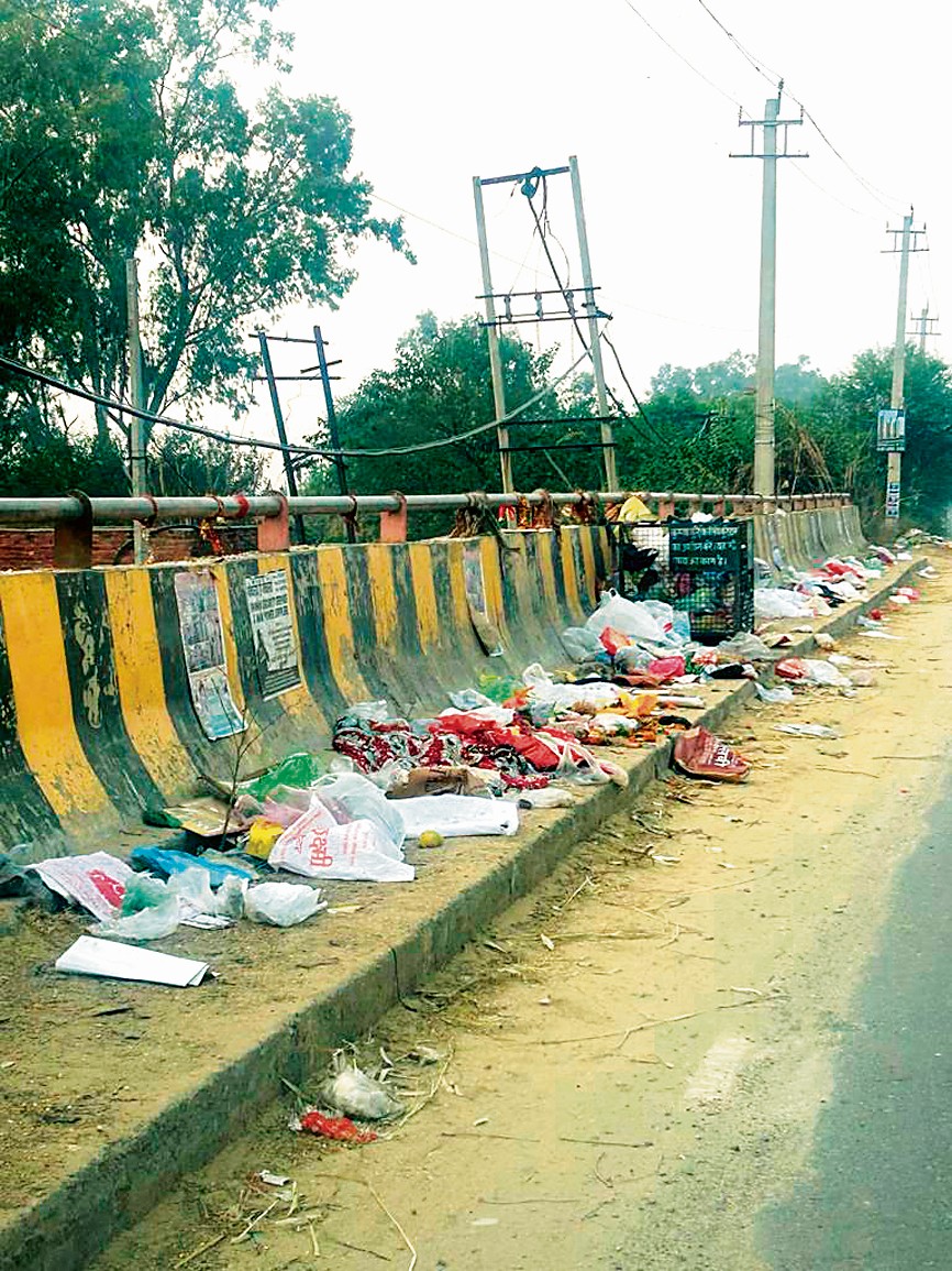 Waste dumped alongside Rohtak roads