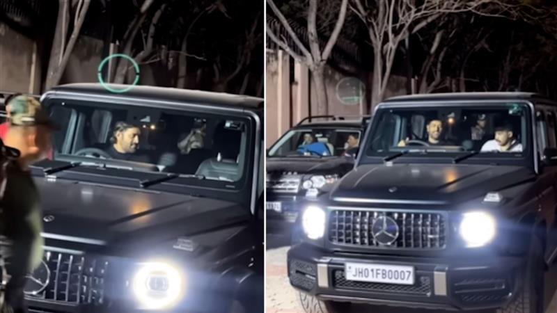 MS Dhoni spotted driving a swanky Mercedes, you already know the car’s number